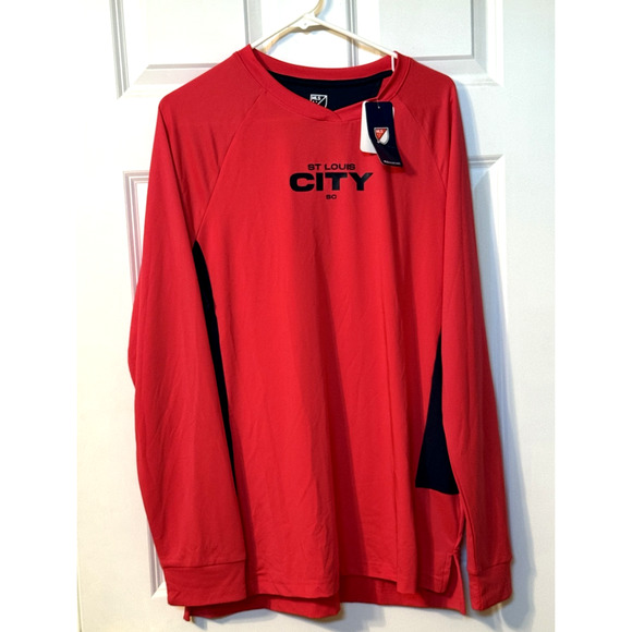 St Louis City SC Red and Navy Adult Long Sleeve Shirt MLS Size Large New W/Tags - Picture 1 of 6